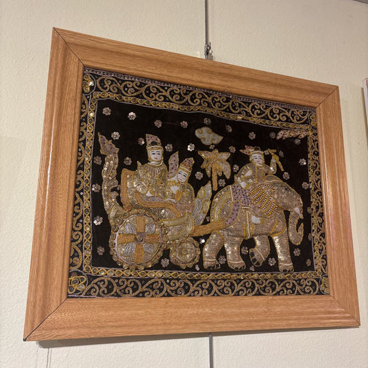 Vintage Burmese Kalaga Framed Tapestry ART