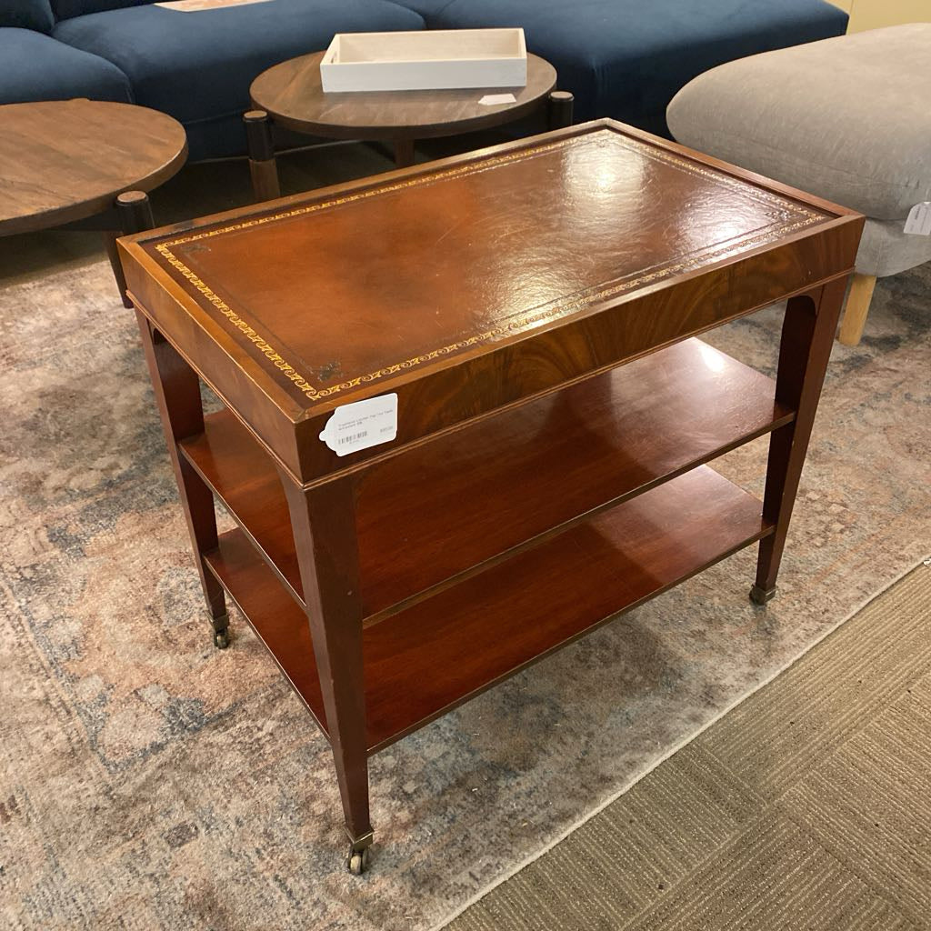 Traditional Leather Top Tea Table w/Casters C SIDE TABLES