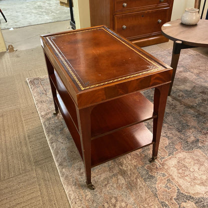 Traditional Leather Top Tea Table w/Casters C SIDE TABLES
