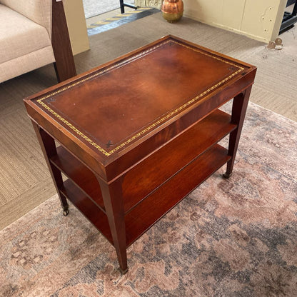 Traditional Leather Top Tea Table w/Casters C SIDE TABLES