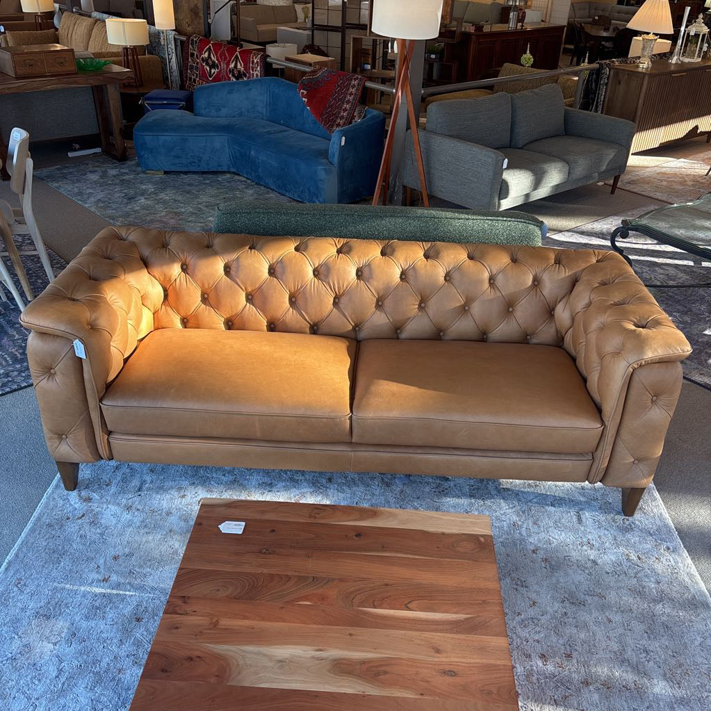 Daphne Tan Leather Sofa