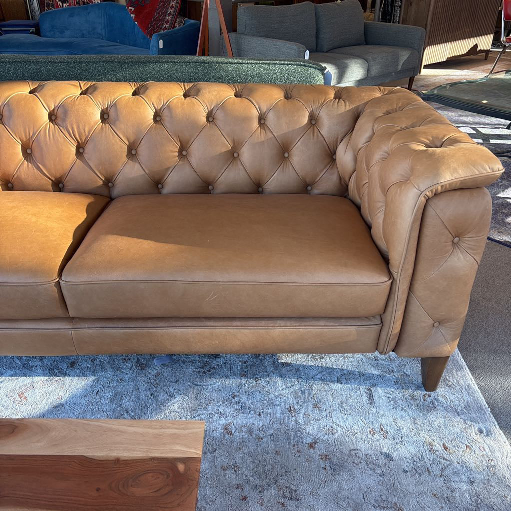 Daphne Tan Leather Sofa