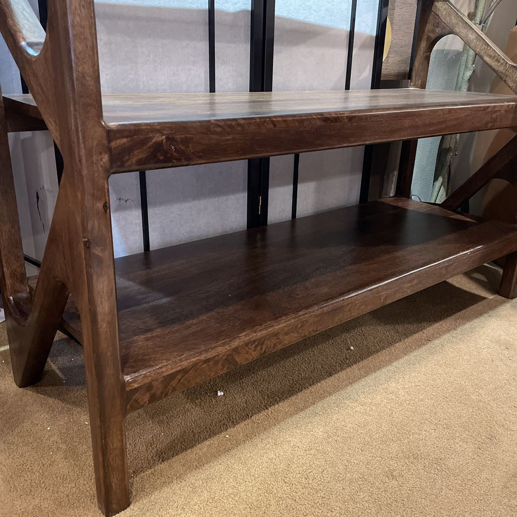 Glass and Walnut Console Table