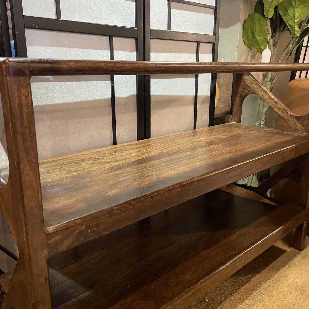 Glass and Walnut Console Table C CONSOLE TABLES