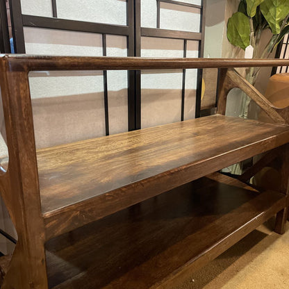 Glass and Walnut Console Table C CONSOLE TABLES