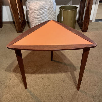 MC Triangular Side Table with Orange Top AS IS