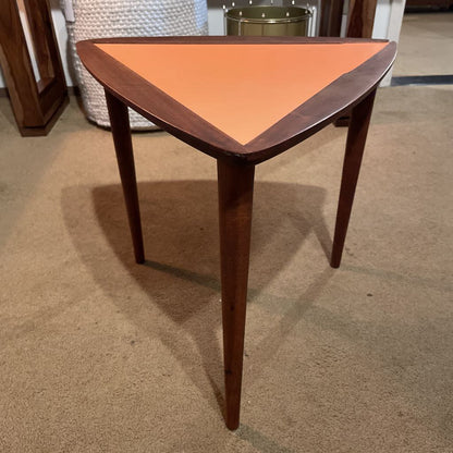 MC Triangular Side Table with Orange Top AS IS