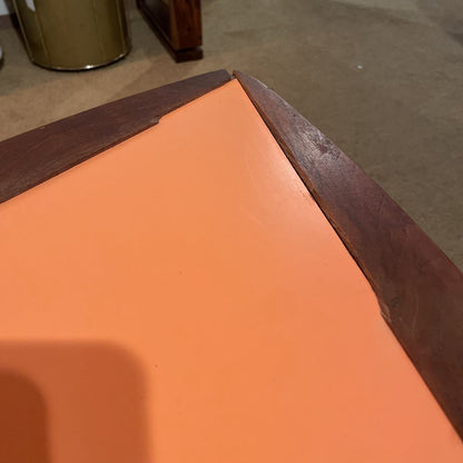 MC Triangular Side Table with Orange Top AS IS