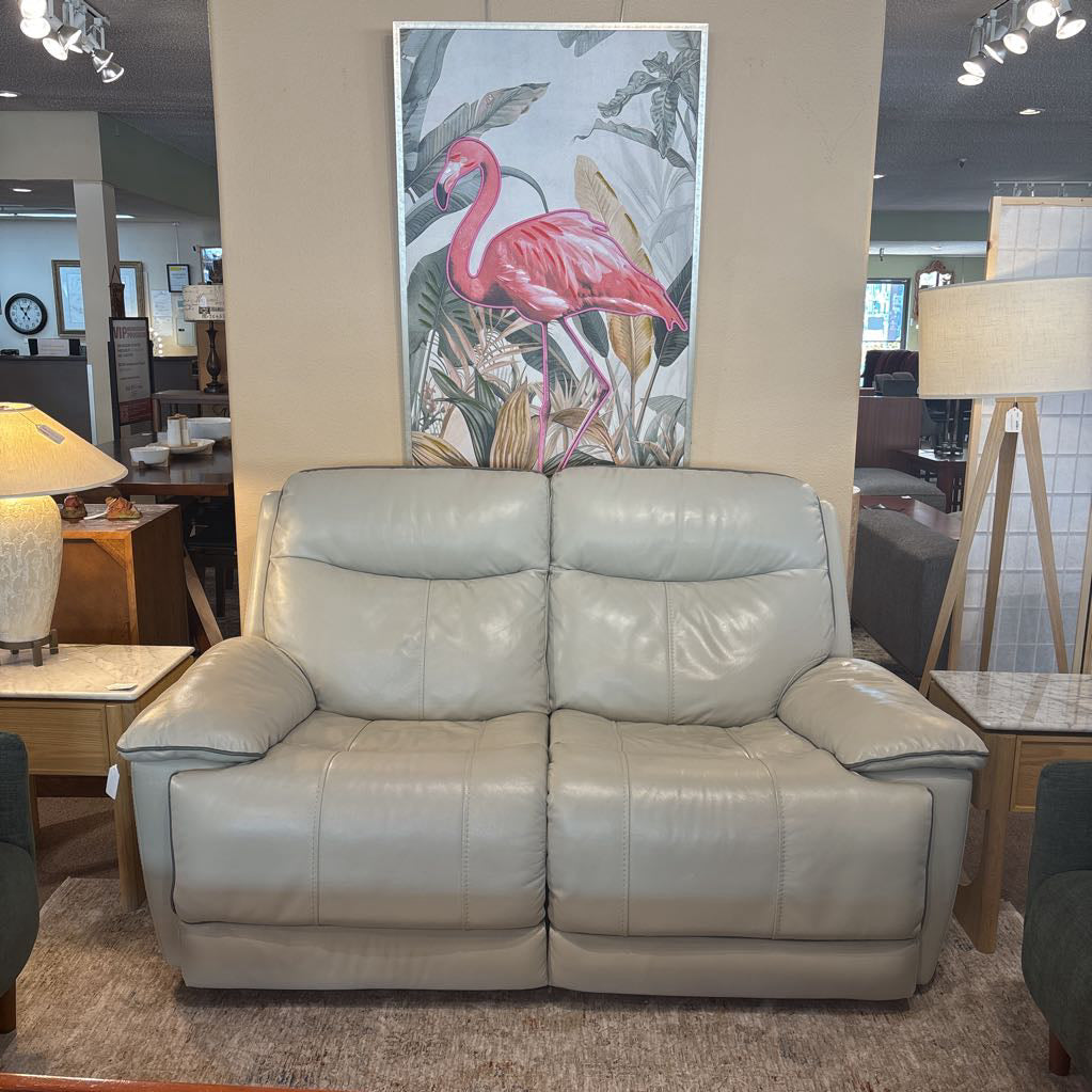 White Leather Power Loveseat U LOVESEATS