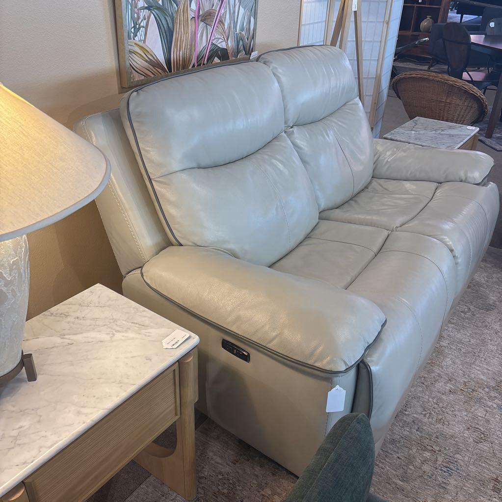 White Leather Power Loveseat U LOVESEATS