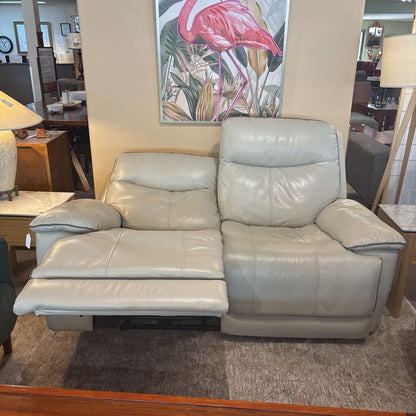 White Leather Power Loveseat U LOVESEATS