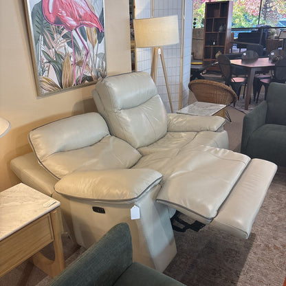 White Leather Power Loveseat U LOVESEATS