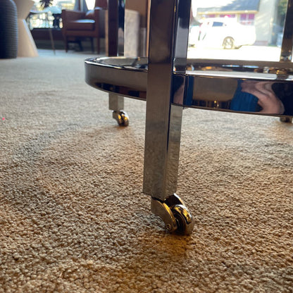 Glass & Chrome Round Nesting Coffee Tables set of 2