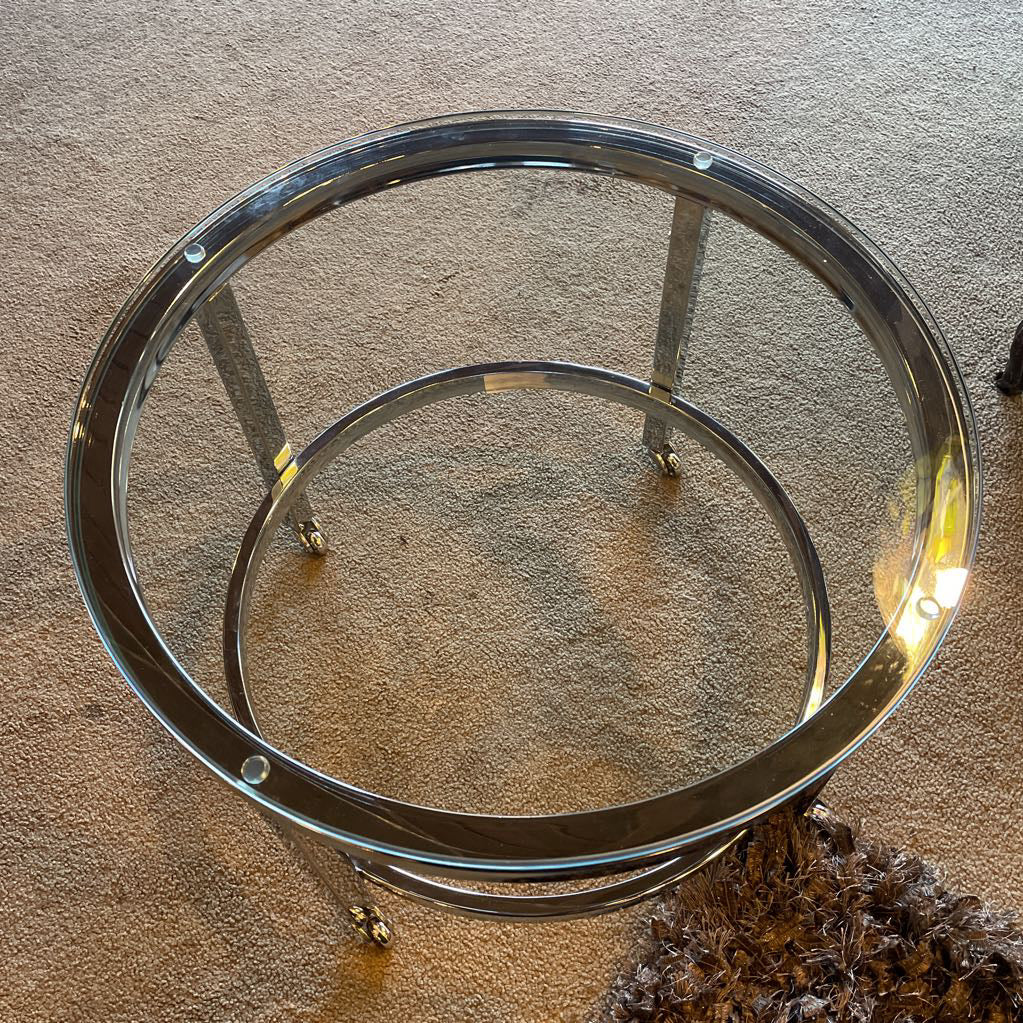 Glass & Chrome Round Nesting Coffee Tables set of 2