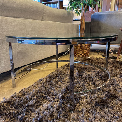 Glass & Chrome Round Nesting Coffee Tables set of 2