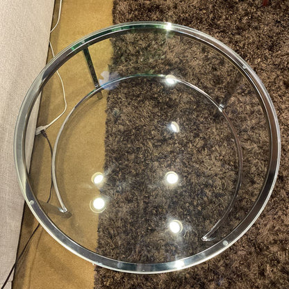 Glass & Chrome Round Nesting Coffee Tables set of 2