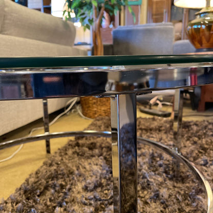 Glass & Chrome Round Nesting Coffee Tables set of 2