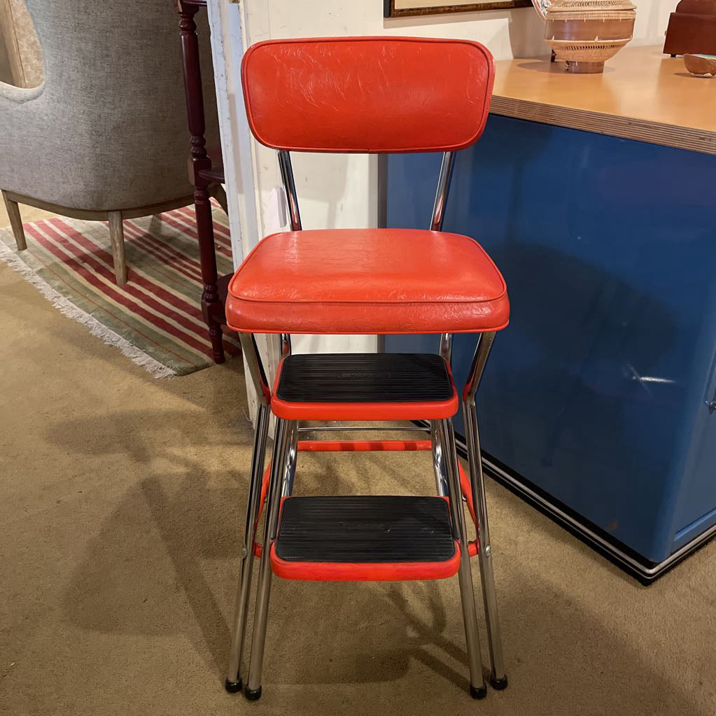 Vintage Cosco Dark Orange Kitchen Stool