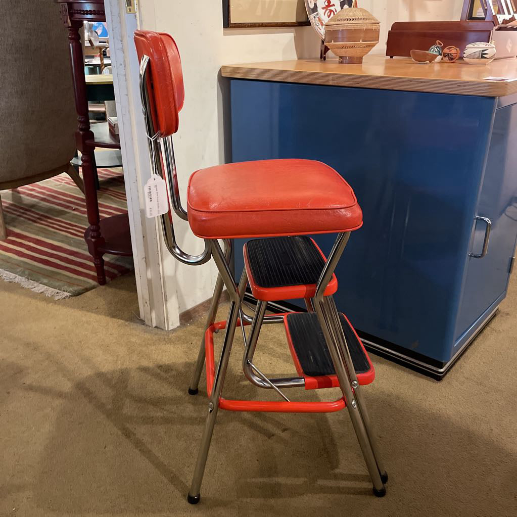 Vintage Cosco Dark Orange Kitchen Stool