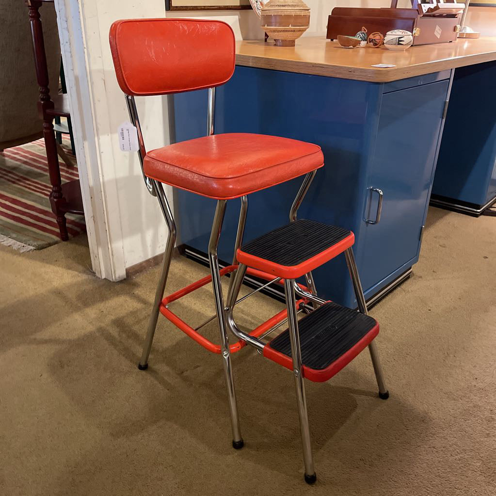 Vintage Cosco Dark Orange Kitchen Stool