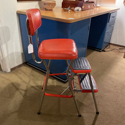 Vintage Cosco Dark Orange Kitchen Stool