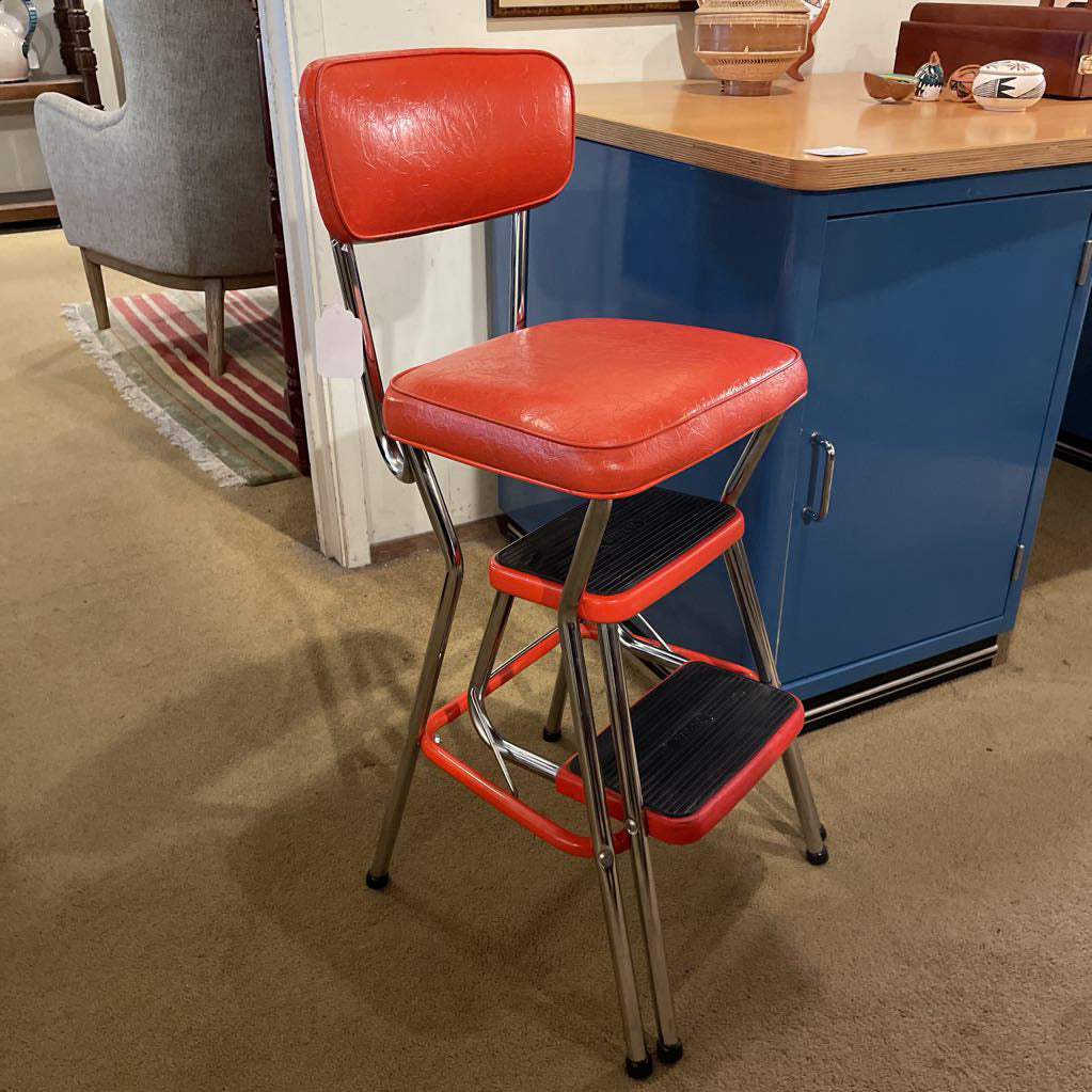 Vintage Cosco Dark Orange Kitchen Stool