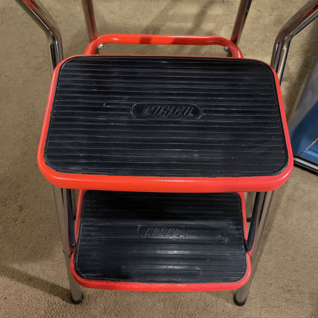 Vintage Cosco Dark Orange Kitchen Stool