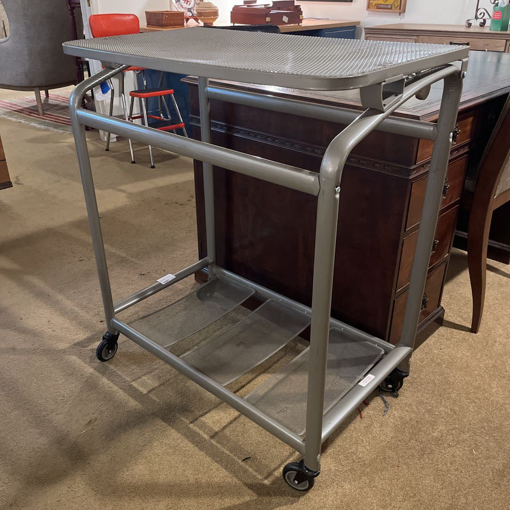 Grey Rolling Metal Adjustable Utility Table