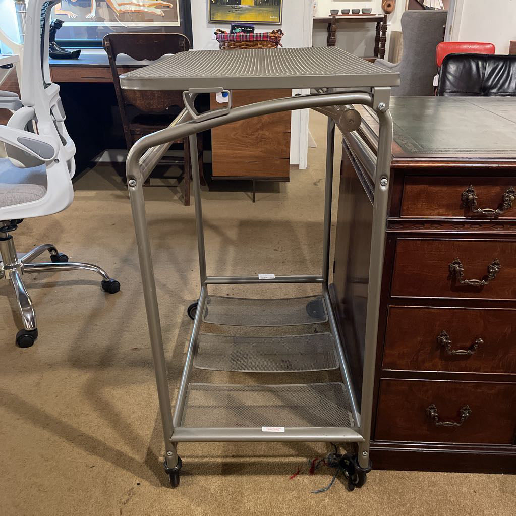 Grey Rolling Metal Adjustable Utility Table