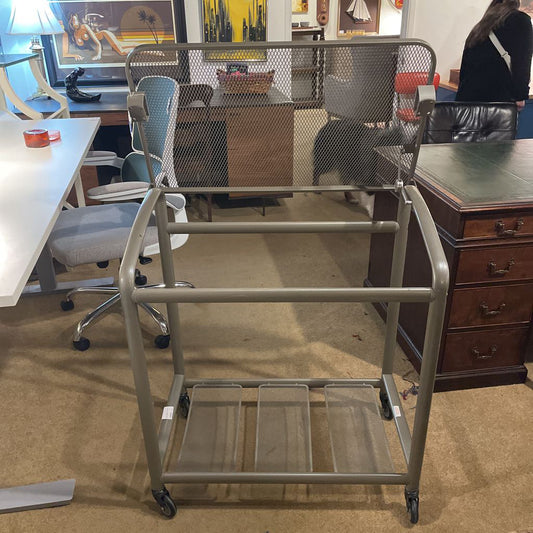 Grey Rolling Metal Adjustable Utility Table C DESKS
