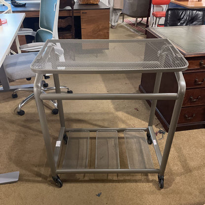Grey Rolling Metal Adjustable Utility Table