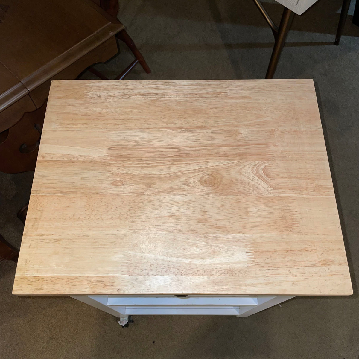 White Rolling 1 Drawer Table/Stand