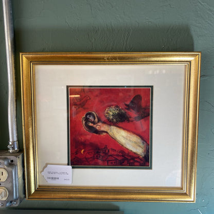 MARC CHAGALL "LOVERS IN THE RED SKY" Framed Print