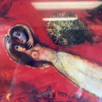 MARC CHAGALL "LOVERS IN THE RED SKY" Framed Print