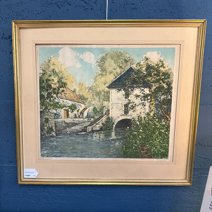 Vintage River Scene Print