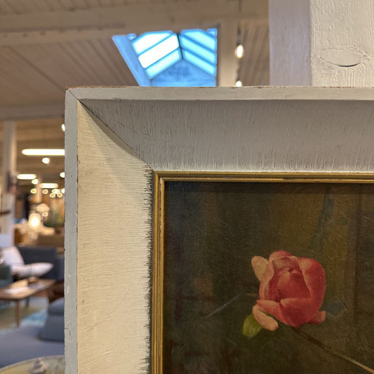 Vintage White Frame Floral Still Life Print