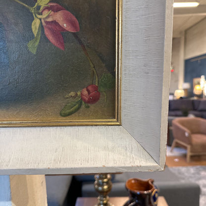 Vintage White Frame Floral Still Life Print