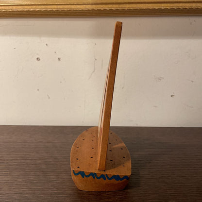 Cute Wooden Saiboat with Sailor Illustration