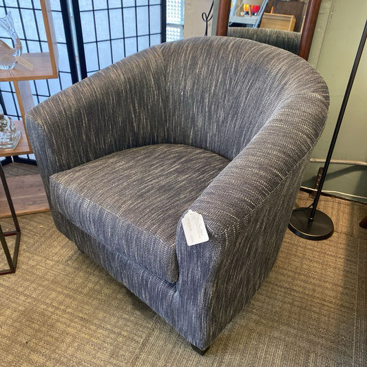 Grey Tweedesque Barrell Chair U ACCENT CHAIRS