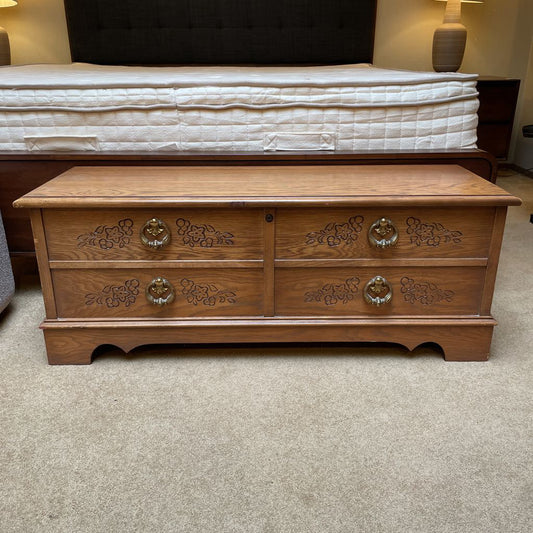 Lane Cedar Lined Chest with Carved Flower Details