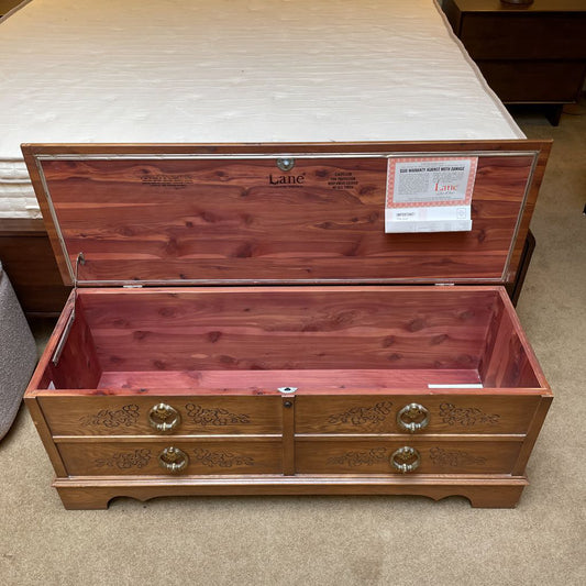 Lane Cedar Lined Chest with Carved Flower Details