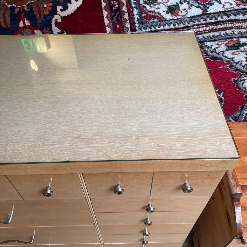 MCM Asymmetrical Multi-Drawer Chest w/ Glass Top for B.P Furniture (Fashion-Flow)