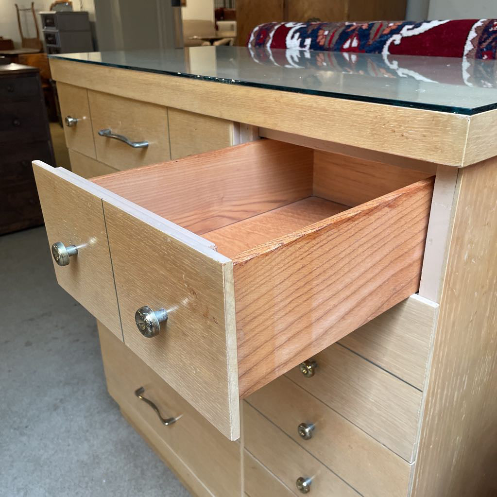 MCM Asymmetrical Multi-Drawer Chest w/ Glass Top for B.P Furniture (Fashion-Flow)