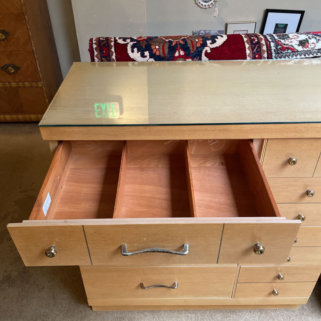 MCM Asymmetrical Multi-Drawer Chest w/ Glass Top for B.P Furniture (Fashion-Flow)