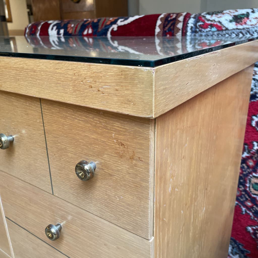 MCM Asymmetrical Multi-Drawer Chest w/ Glass Top for B.P Furniture (Fashion-Flow)