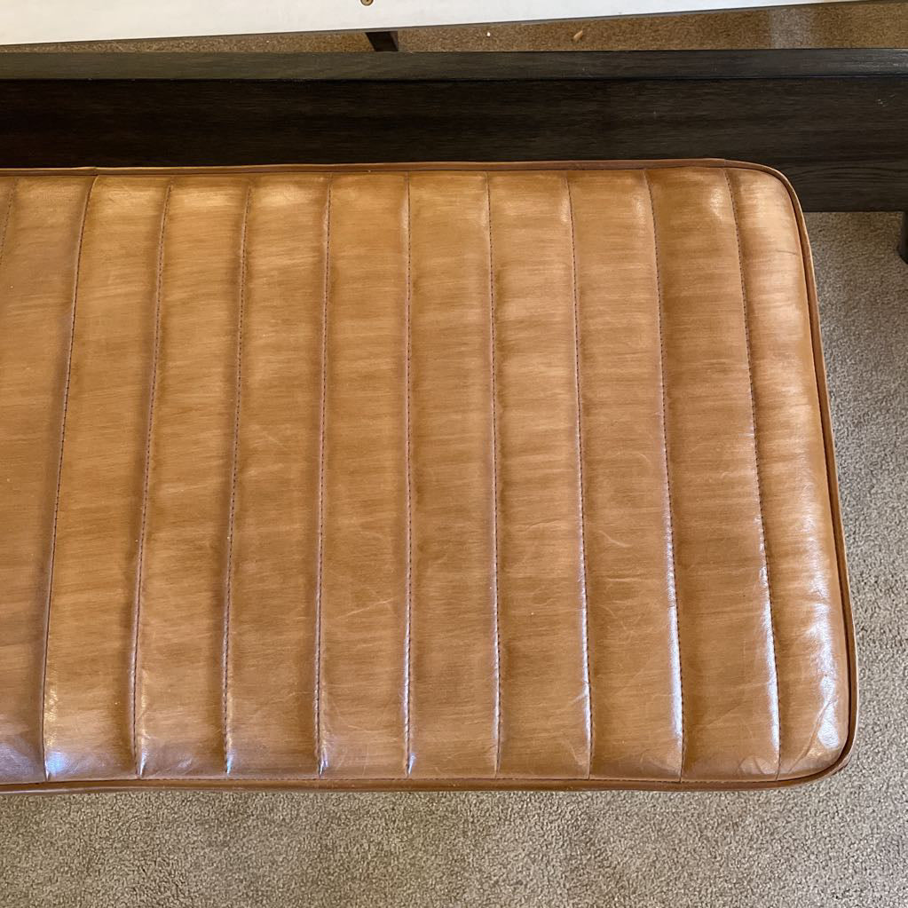 Camel Leather & Steel Leg Accent Bench C ACCENT BENCHES