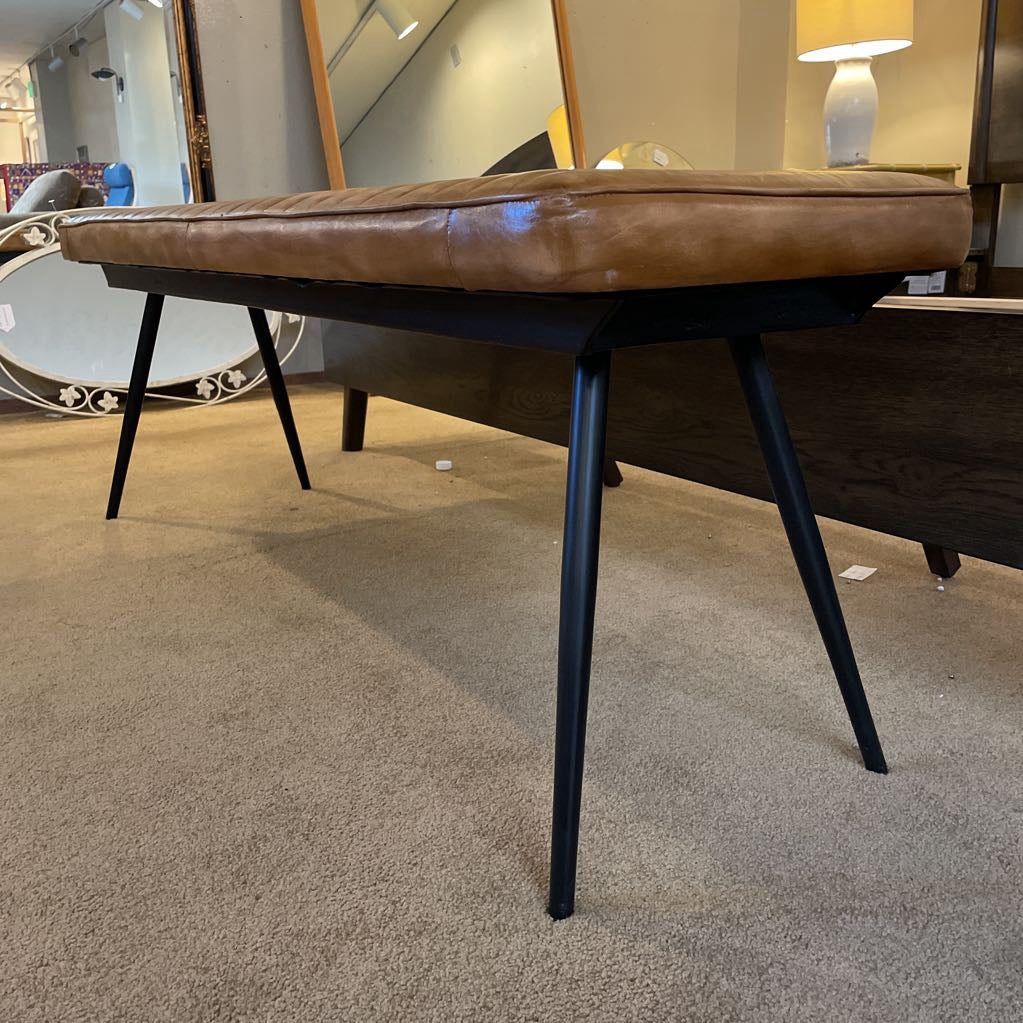 Camel Leather & Steel Leg Accent Bench C ACCENT BENCHES