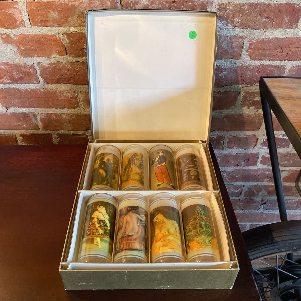 Vue-Lon Ware Degas Themed Cocktail Glass SET OF 8 in Original Box