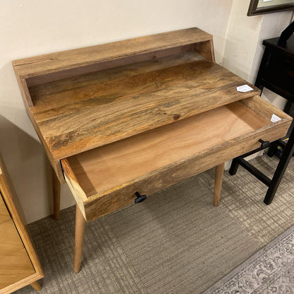 Small Hardwood Desk w/Drawer & Outlets C DESKS