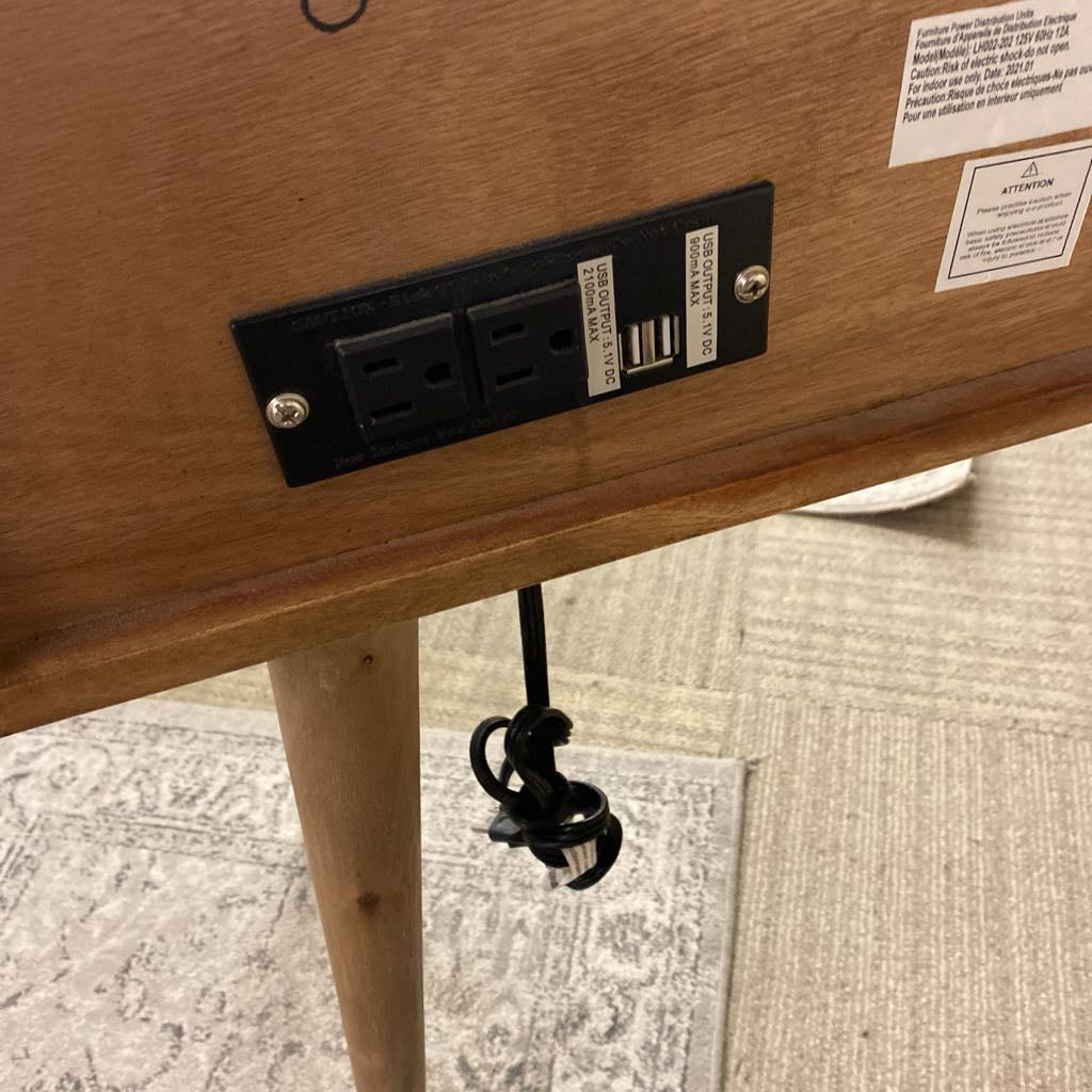 Small Hardwood Desk w/Drawer & Outlets C DESKS